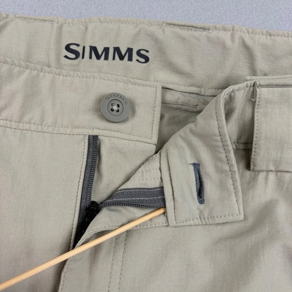 Simms Mens Large Tan Stretch Waist Quick Dry Fishing Wet Wading Shorts Hiking
